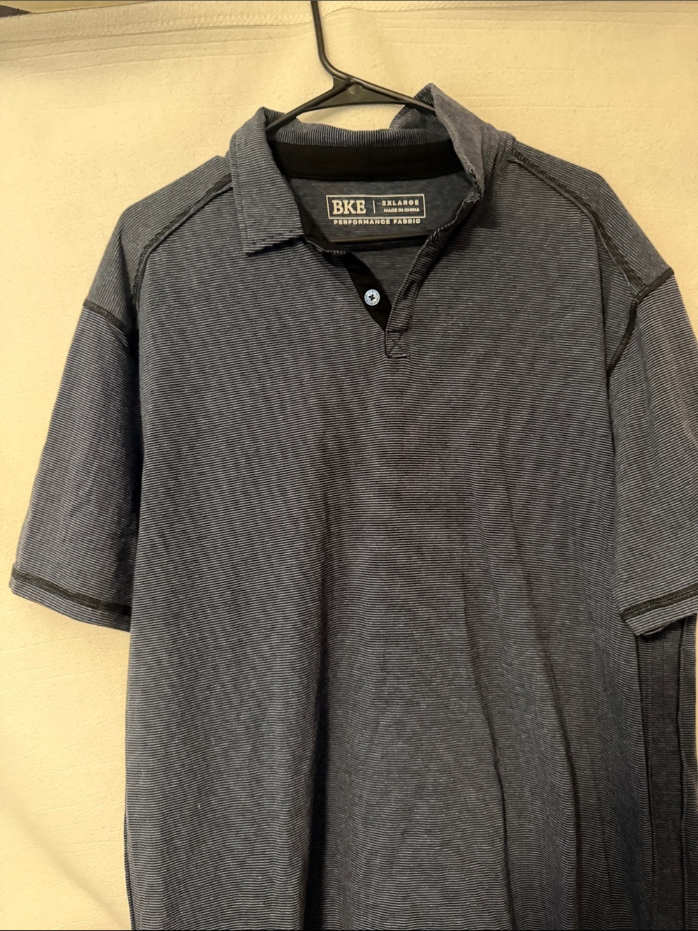 BKE Men's Short Sleeve Polo in Dark Navy Stripe
